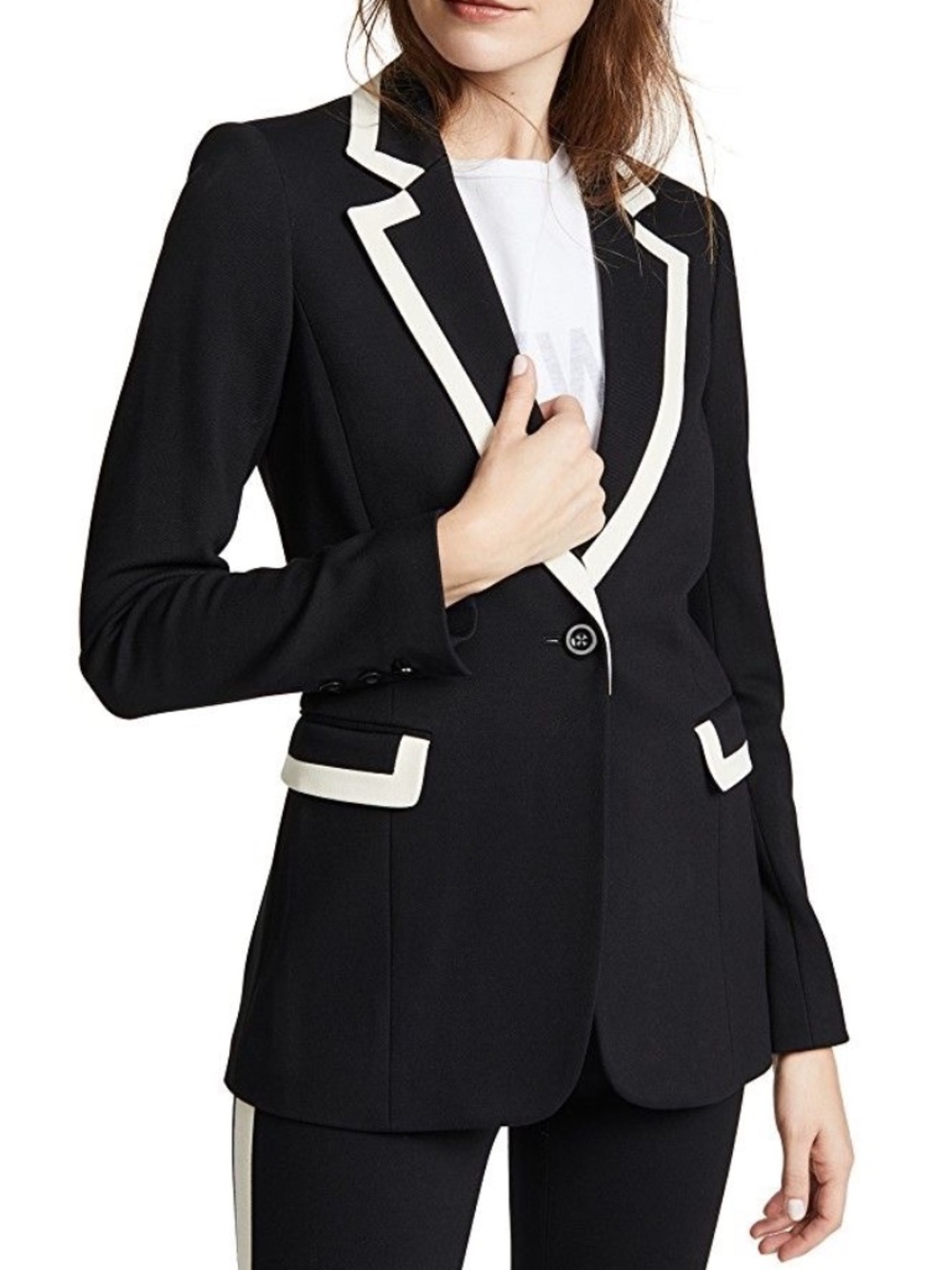Alice + Olivia Chester Contrast Trim Blazer